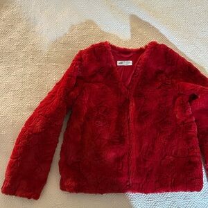 H&M Kids Red Faux Fur Jacket